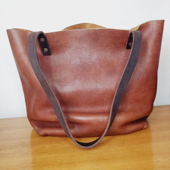 PORTLAND LEATHER Handbags - PORTLAND LEATHER Medium Classic Tote Bag NUTMEG Brown Lap Top Shoulder Bag